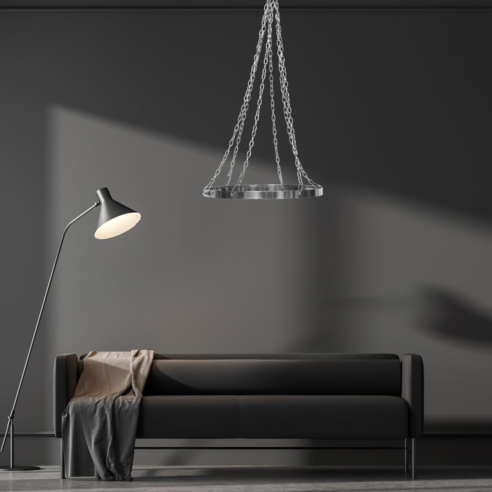 GLEAVI Anneau de Suspension 30 cm en Acier Inoxydable pour Rideaux de Plafond, Support pour Voilage, Installation Ferme pour lieux de Mariage et Chambres à Coucher