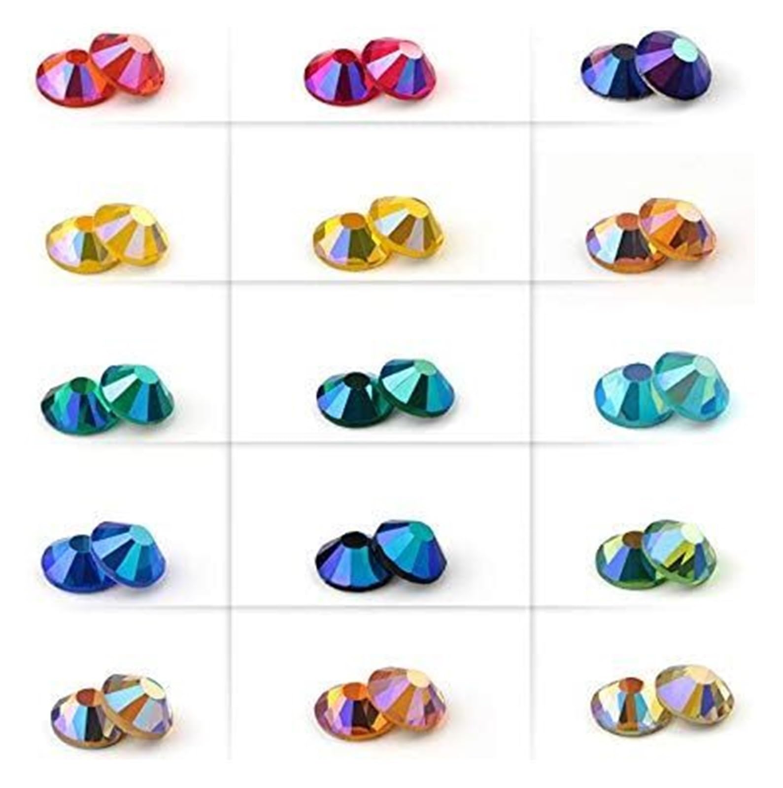 di un diamante di cristallo, Gemme for unghie con strass Crystal AB Flatback Multicolor SS4-SS30(Champagne AB,SS8-1440pcs)