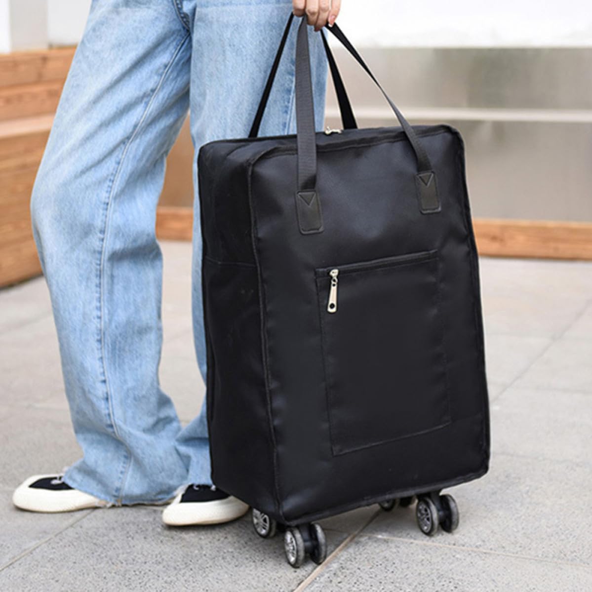 Bolsa de Almacenamiento de Viaje Plegable de Gran Capacidad con Ruedas Aplicables y Tela Oxford Portátil para Maletas Grandes y Ropa