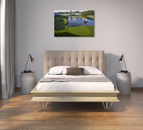 Vista 38 de chenchenArt Arte de pared de campo de golf de Estados Unidos, TPC, Sawgrass Golf Course, impresiones en lienzo, decoración de pared de golf para Rojo