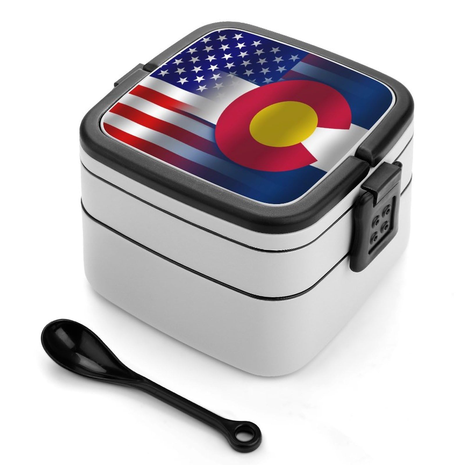 CGSBNGHA U.S.A Colorado State Flag Bento Lunch Box 2 Layer Lunchbox Food Container for Adults Office