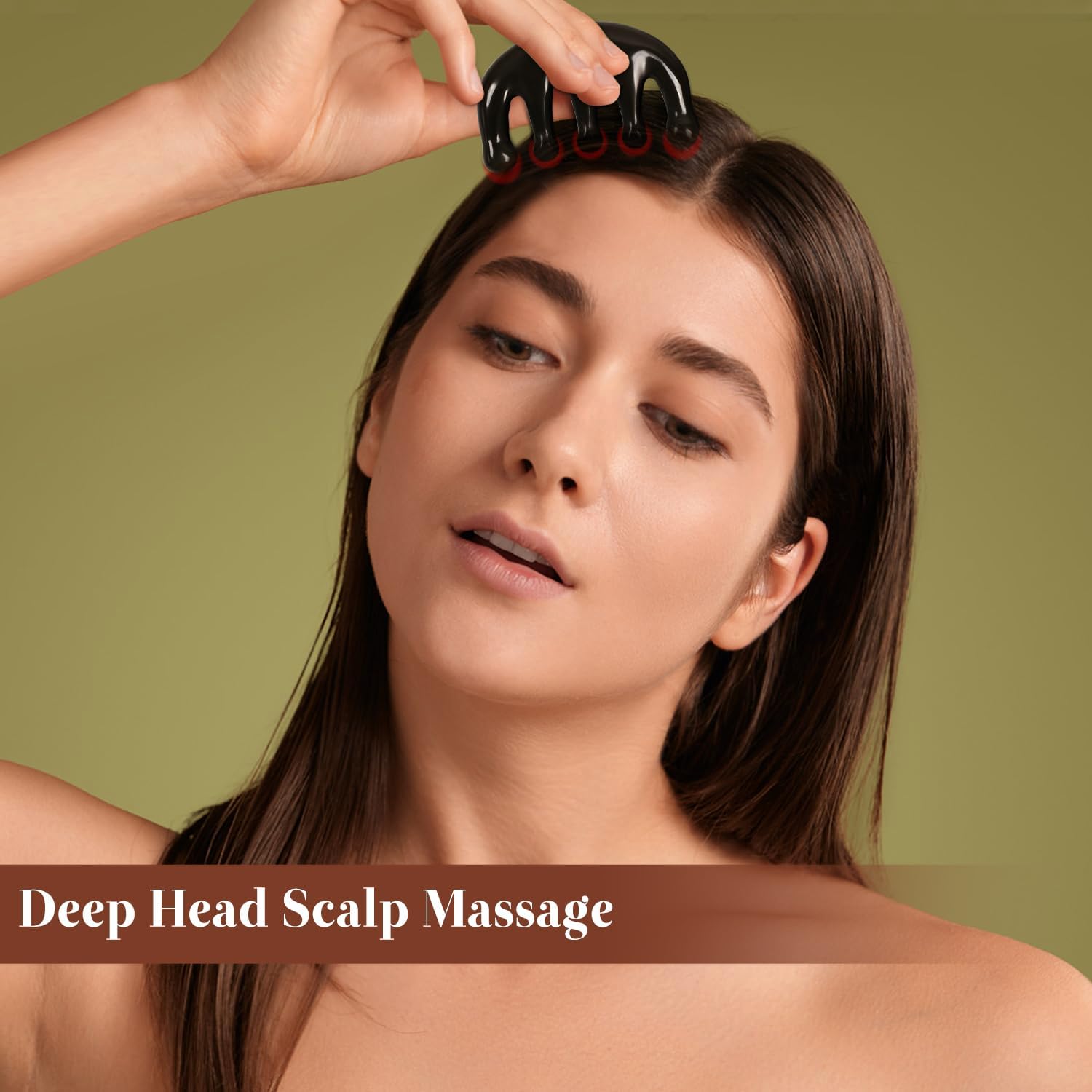 Bian Stone Massage Comb, Gua Sha Comb-Bian Stone Hair Comb for Head Scalp,Body,Facial Massage, Anti-Static Jade Wide Tooth Comb for Men&Women Hair Growth, Acupressure Meridian Massage