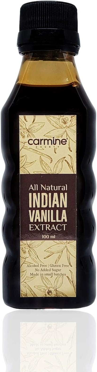 Carmine County All Natural Indian Vanilla Extract | 100ml | Pure Vanilla for Baking & Cooking | Premium Quality | Non-GMO | Gluten-Free | Strong Flavoring