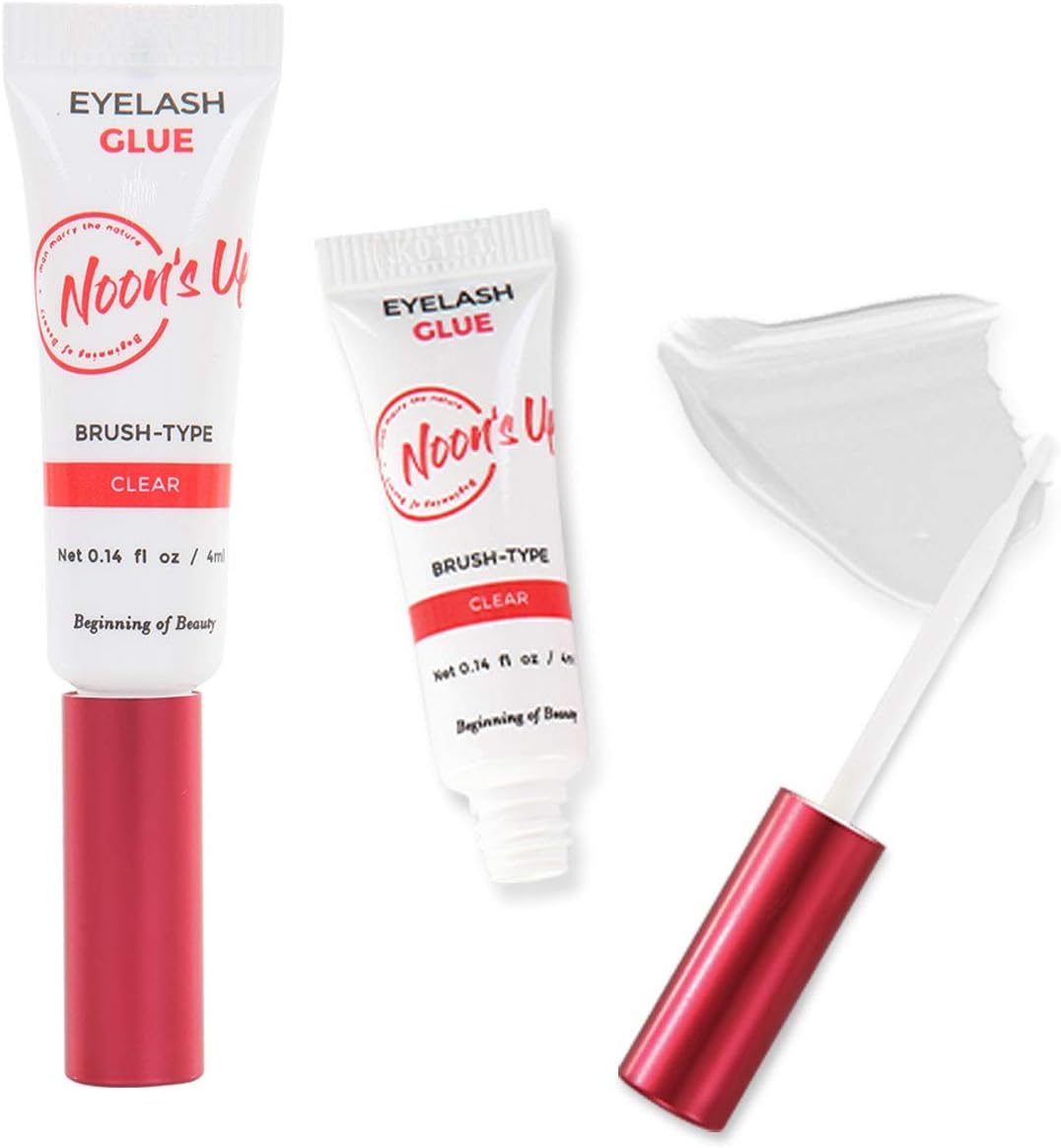 NOON'S UP Lash Glue: Waterproof 24 Hour Long-Lasting Eyelash Glue for False Lashes, Super Strong Hold, Sensitive Eyes - 0.14oz (Clear)