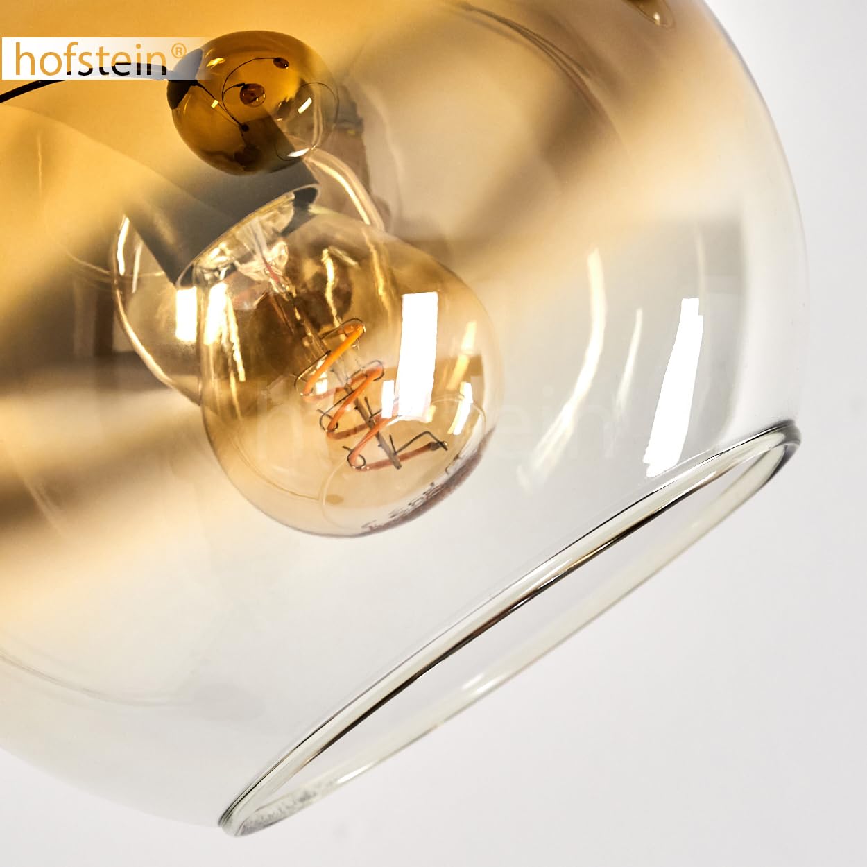 Stehleuchte Koyoto, Stehlampe aus Metall/Glas in Schwarz/Goldfarben/Klar, Leuchte im modernen Retro/Vintage-Design mit Schirmen aus Glas (Ø 15cm) u. Fußschalter, Höhe 210cm, 3 x E14, ohne Leuchtmittel