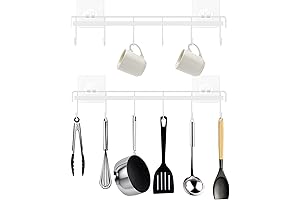 Kitchen Wall Hooks White: Adhesive Utensil Holder for Space-Saving Storage