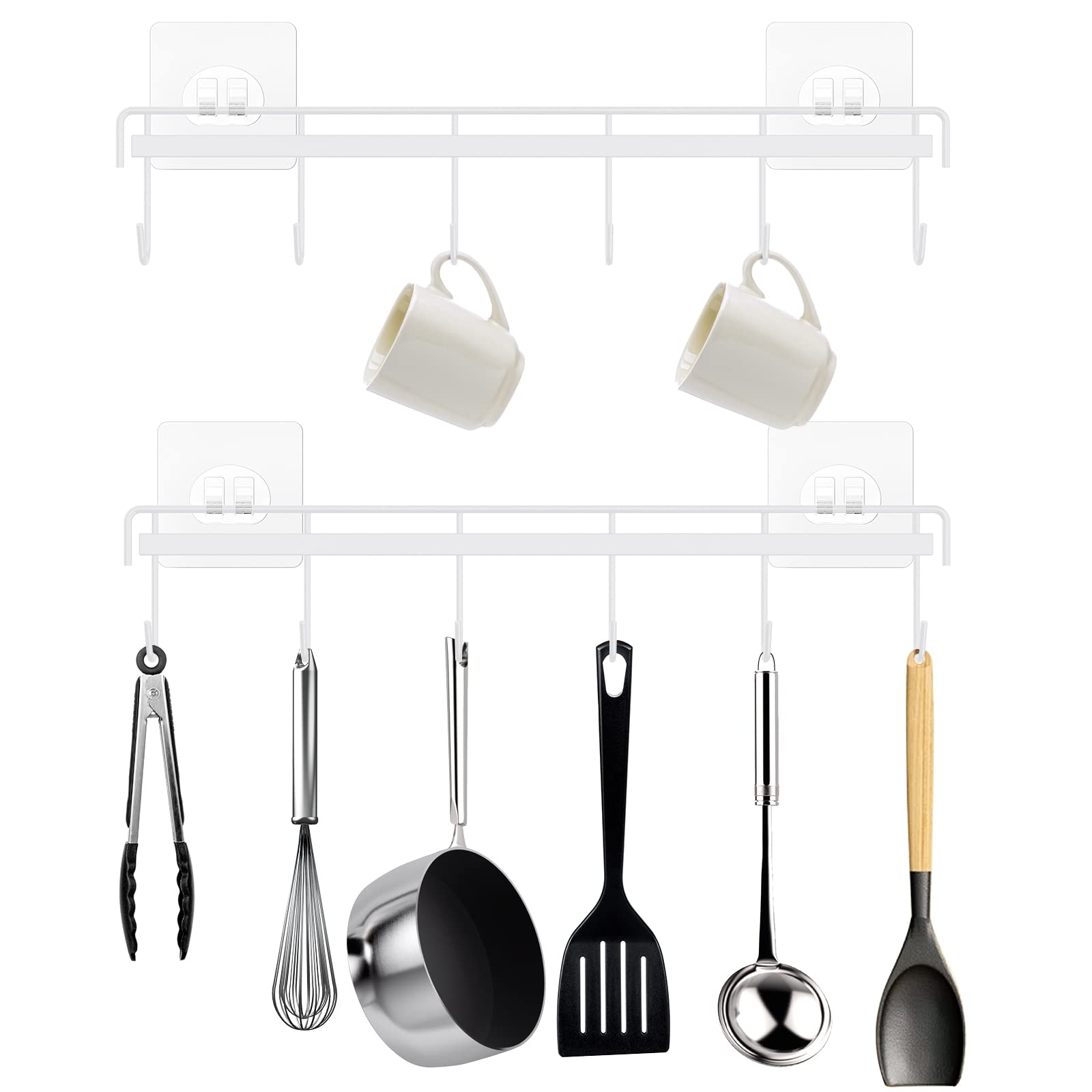 Amazon.com: HOMEBROS Kitchen Utensil Rack Wall Mount, White Adhesive ...