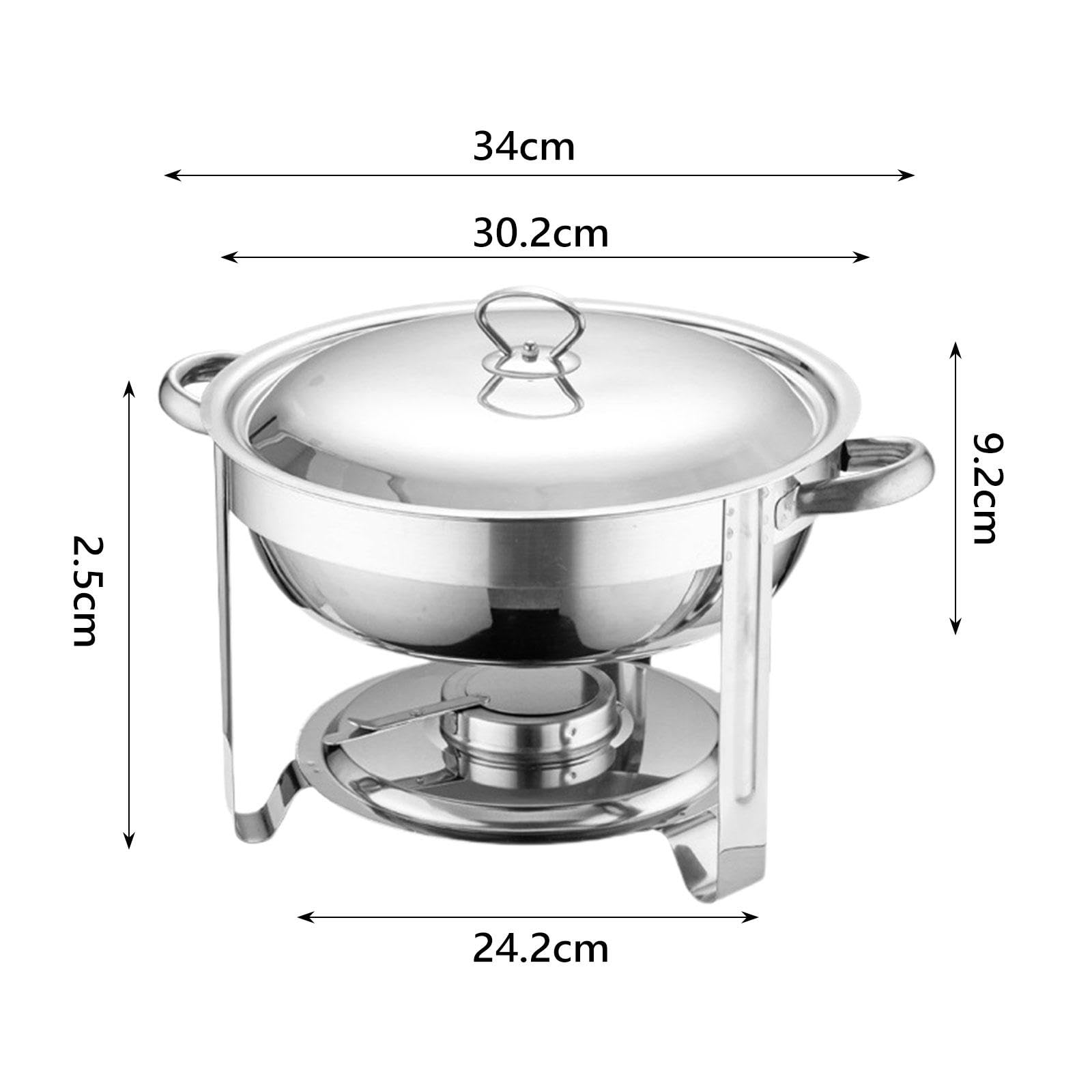 Calentador de Alimentos, Funciona con Pilas, Bandeja para Catering, Bandeja Redonda de Acero Inoxidable para Buffet, Estable, Práctica, Desmontable, a, Plata, Individual
