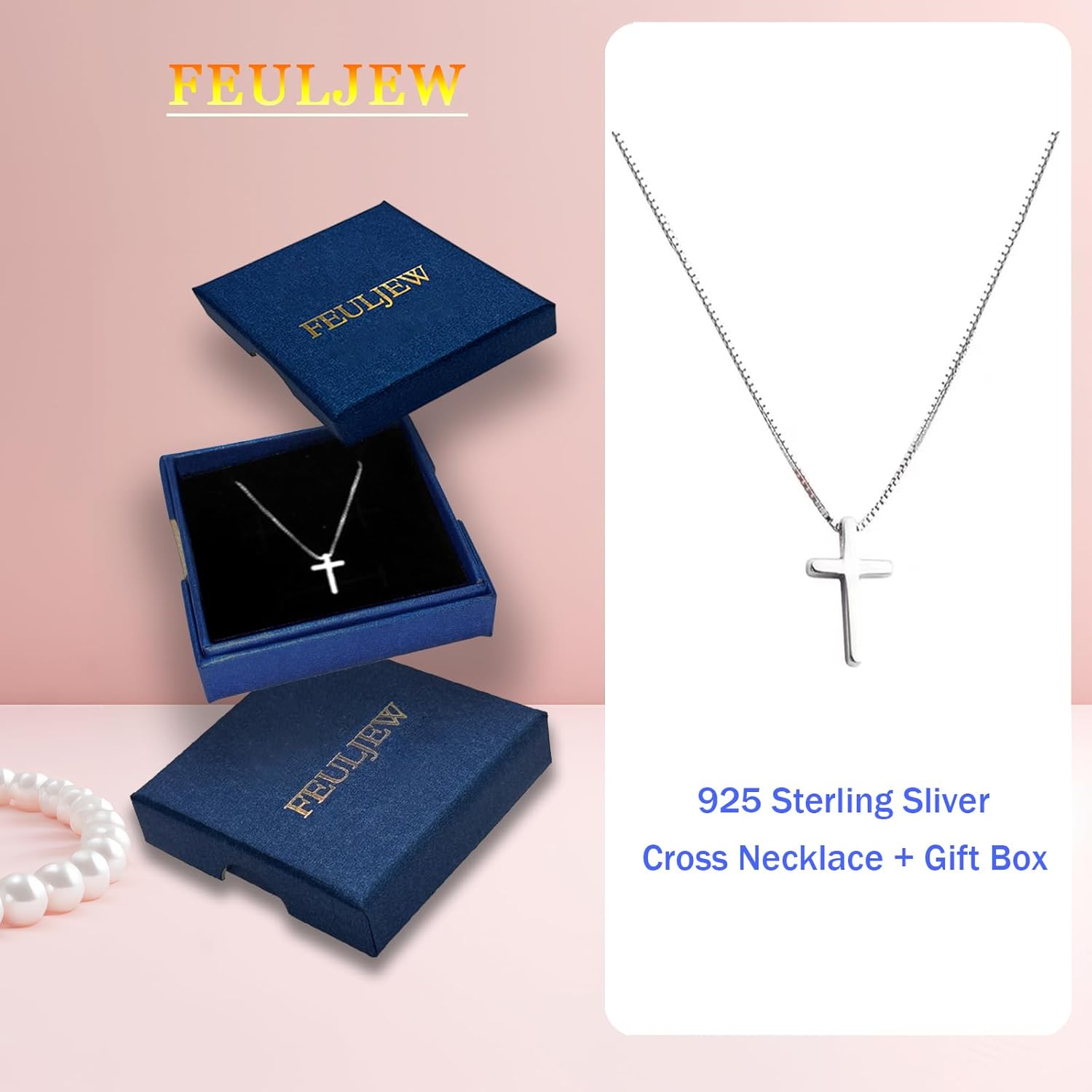 Sterling Silver Cross Necklaces for Women, S925 Dainty Silver Cross Pendant Necklace Small Cross Necklace Box Chains Necklace Jewelry Gifts for Women Teen Mother Birthday - Image 5