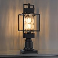 Vista 2 de 18" H Dusk to Dawn Outdoor Post Light Fixture Hardwired 120V, Waterproof Aluminum Pole Light with Pier Mount Base, Matte Black Exterior Lamp Post