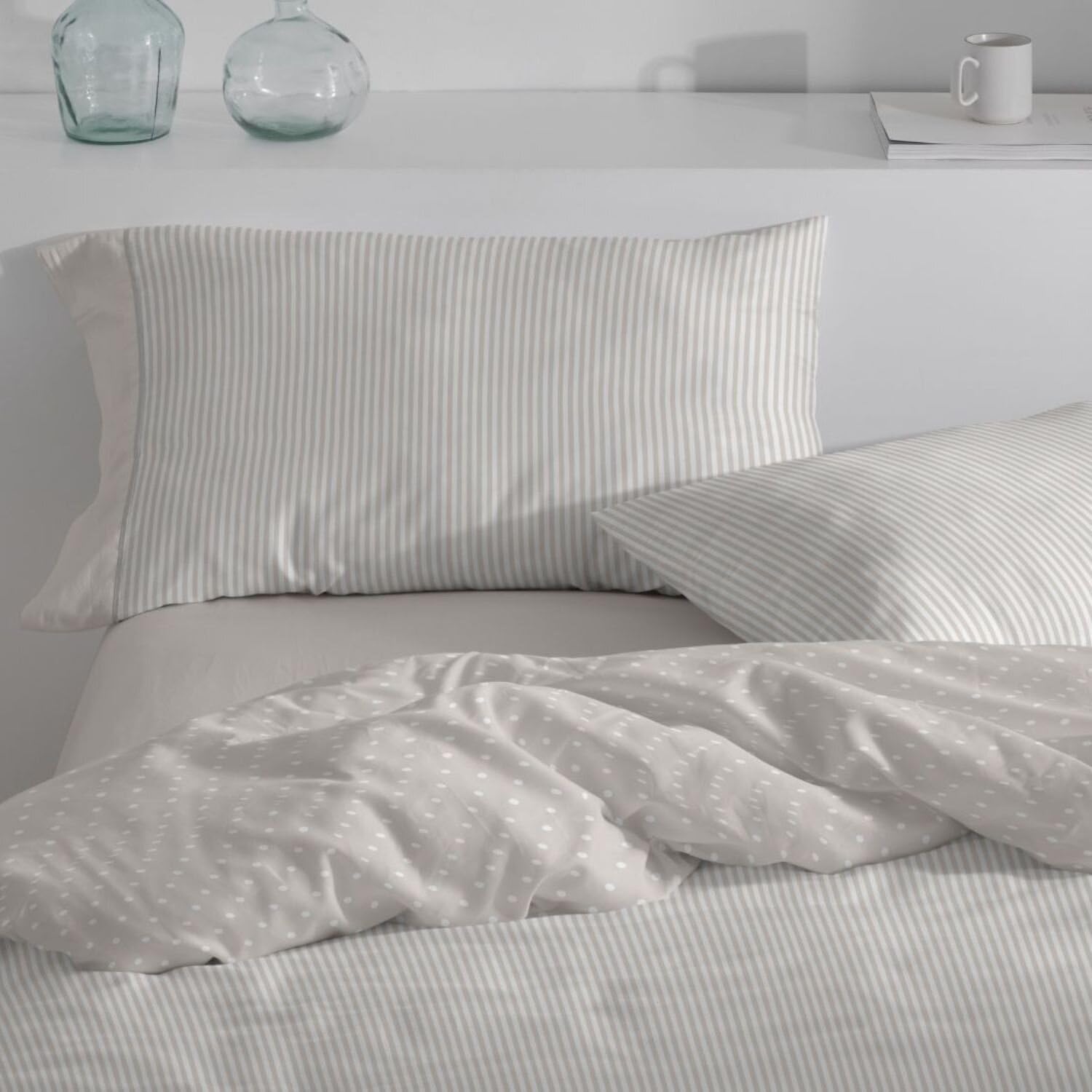 Burrito Blanco | Fundas nórdicas algodón | Cama de 150 a 160cm. (+Medidas Disponibles) | Diseño 640 | Color Greige (150-160x190/200cm.)