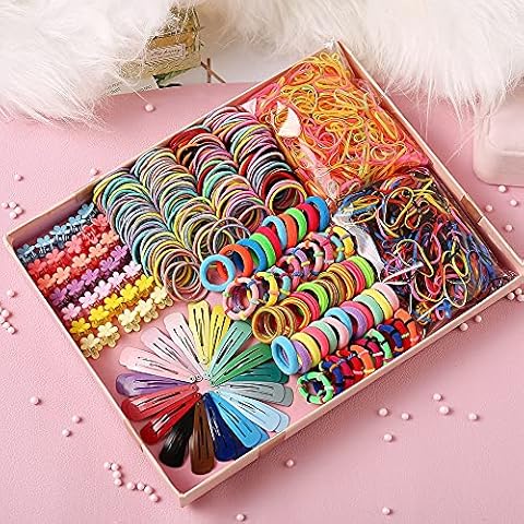HCliptie 780-teiliges Geschenkset Haarschmuck Baby Kleine Mädchen Haarspangen Schleifen Krawatten Kleinkinder Haarspangen Haarnadeln Set Kopfschmuck Licht Mehrfarbig Cover