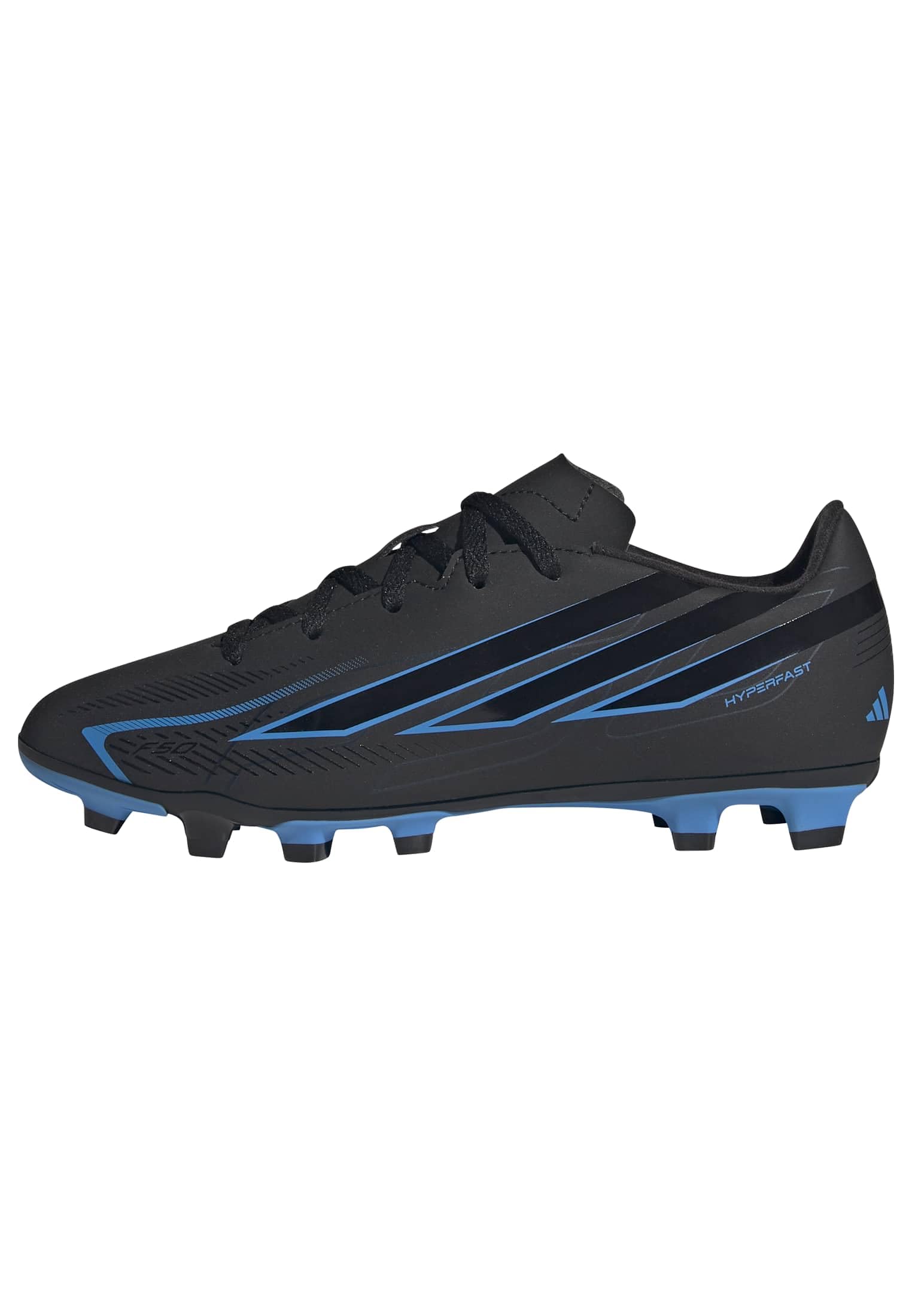 adidas Unisex Kids F50 Hyperfast Club Firm Ground/Multi Ground Football Boots Kids Shoes, core Black/core Black/Lucid Ray Blue, 12.5 UK Child