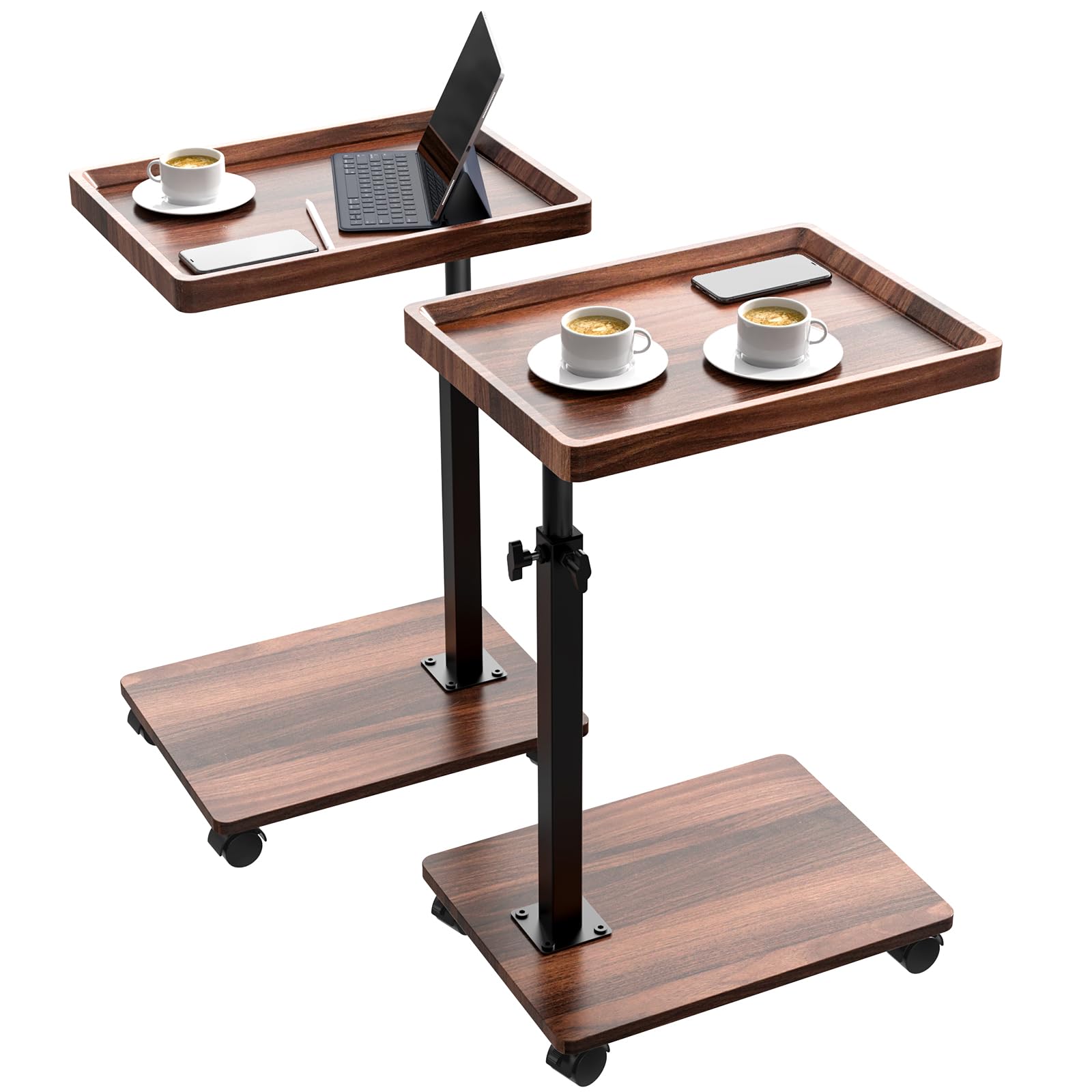 C Table End Table Adjustable Height, 360°Swivel TV Tray Table for Small Spaces, Couch Tables That slide under, C Shaped Side Tables living room and