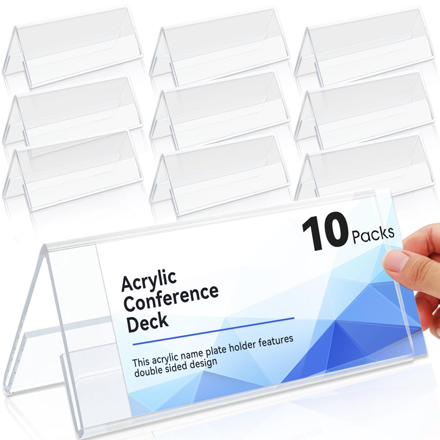 Porte Noms 300 x 105 mm, 10 Pcs Porte Nom Table Ncrylique, Présentoirs pour Classe, Presentoir pour les Cartes de Visites, Chevalets pour Bureau