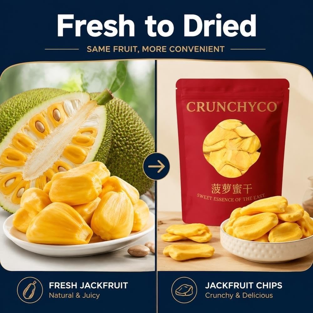 Getrocknete Jackfrucht-Chips, 250 g, knuspriger Fruchtsnack
