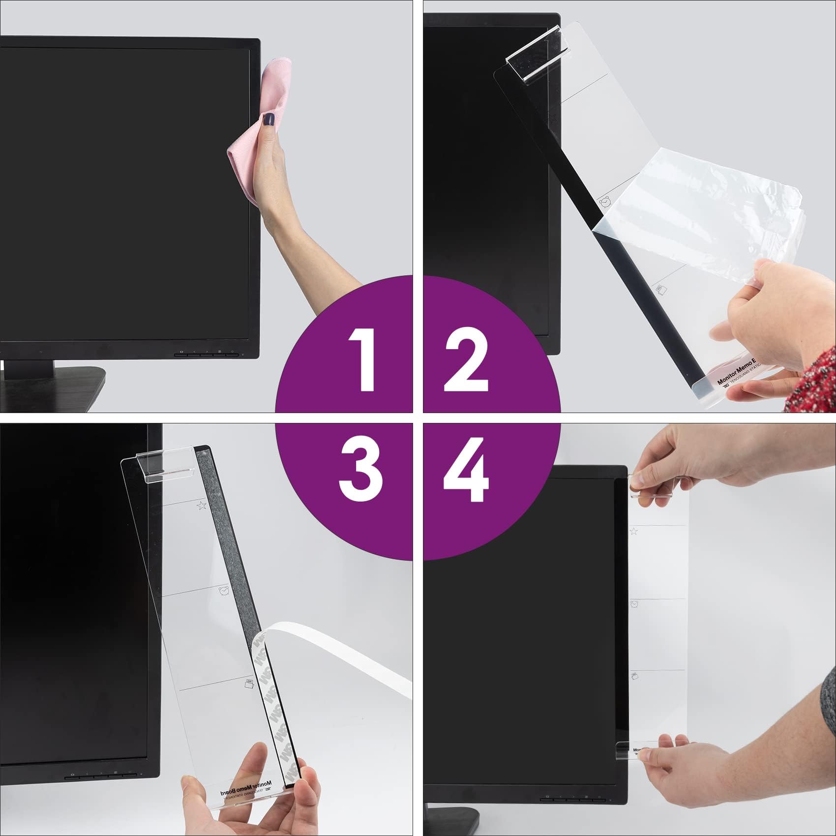Monitor Memo Board Sticky Note Holder Computer Monitor Message Memo Screen Paper Holder Clip Transparent Message Creative Multifunction Notes Board For Desk Organizer Phone Holder Shelve Right - View #5