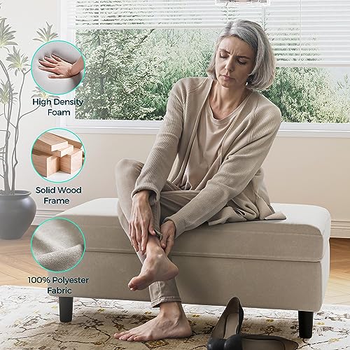 Linsy Home LH012 46 Inches Wide Storage Ottoman Bench, Linen Coffee Table Folding Long Shoes Bench Footstool thumb #4