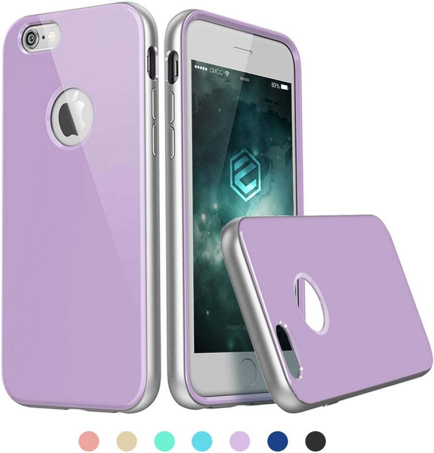 iPhone 6 Case, ESR iPhone 6 Bumper Aluminum Metal Frame iPhone 6 Soft Rubber Back Case [Iris Series iPhone 6 Screen Protector] Iris Silver Purple