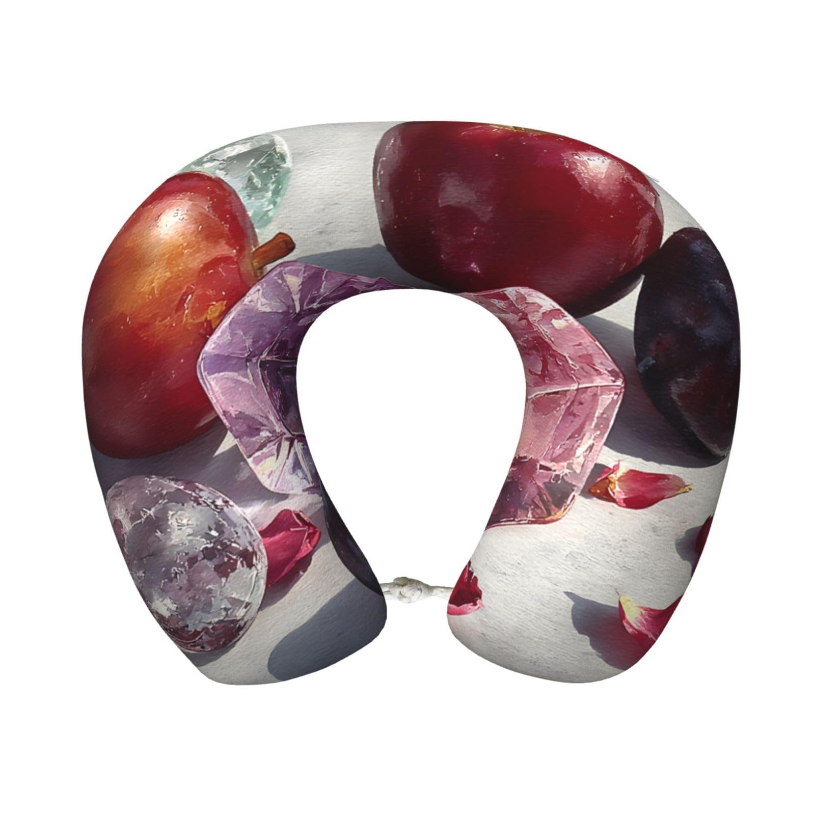 BOAIHH Velvet Berries Memory Foam Travel Pillow for Soft Comfort Fits Snugly for Naps Office, and Airplane Use
