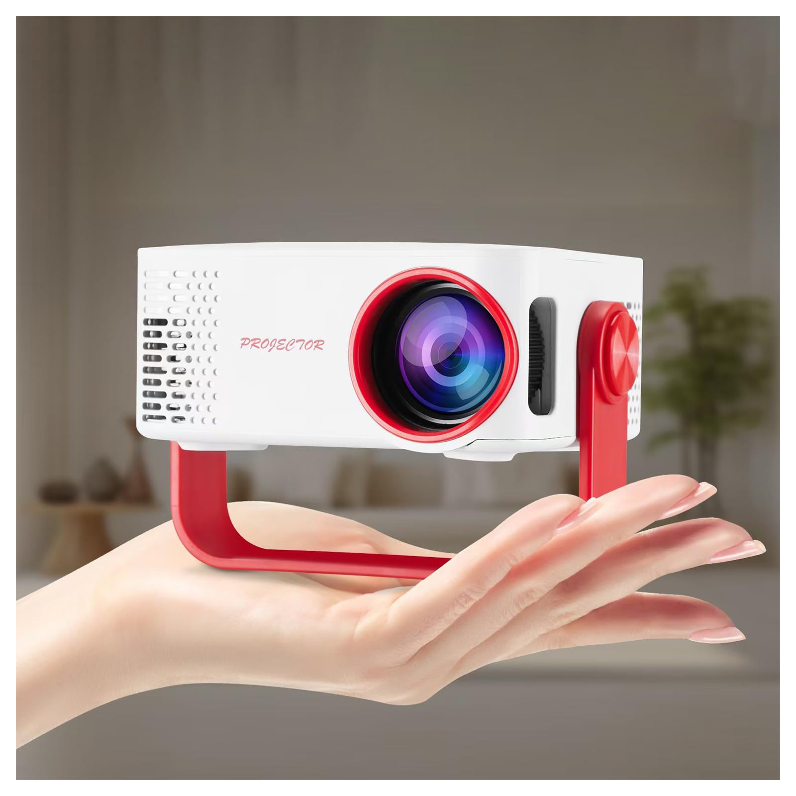 Mini Projector, Portable Projector Upgraded Full HD 1080P Resolution, Smart Movie Projector with WiFi,180° Rotatable Stand, Compat