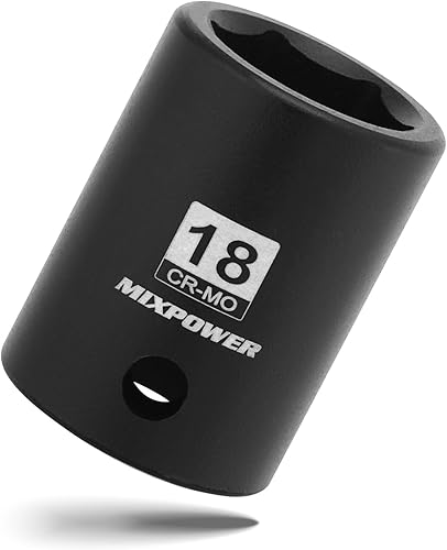 Miniatura 137 de MIXPOWER Enchufe de impacto profundo de 1/2", CR-MO, 1.417 in, métrico, 6 puntos, tuerca de eje de grado de impacto para una fácil extracción