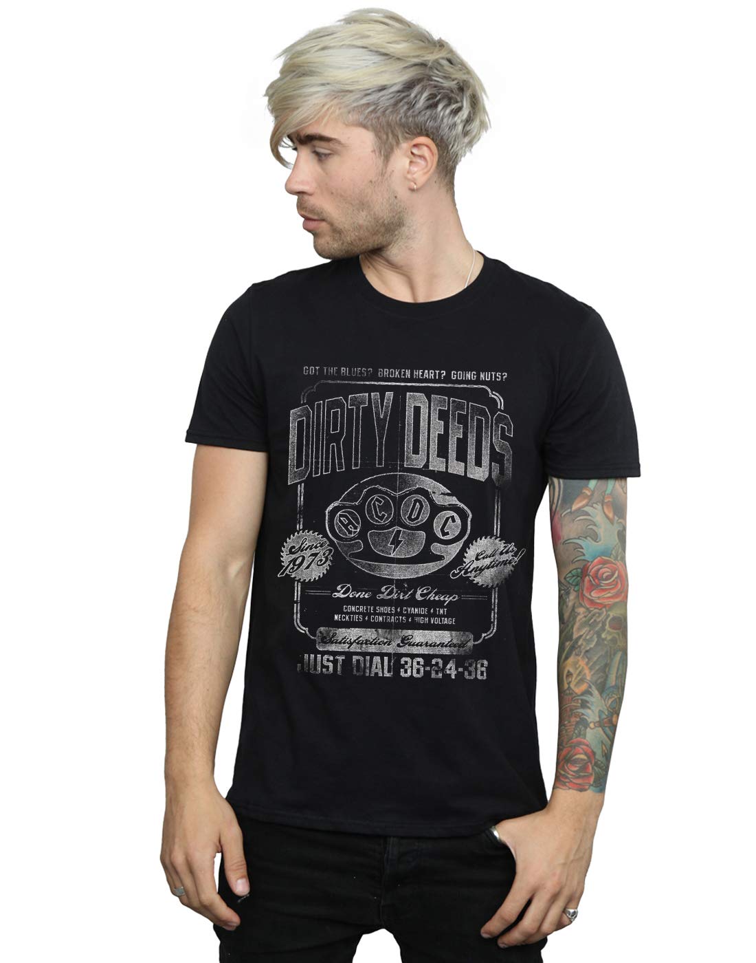 Absolute Cult Men's Black Ac/Dc Just Dial T-Shirt Large