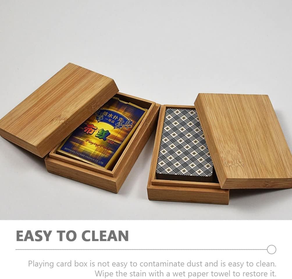 Zerodeko Wooden Playing Card Holder Box Playing Card Deck Container Rustic Card Storage for Poker Cards Bank Cards Business Cards Game Cards Khaki