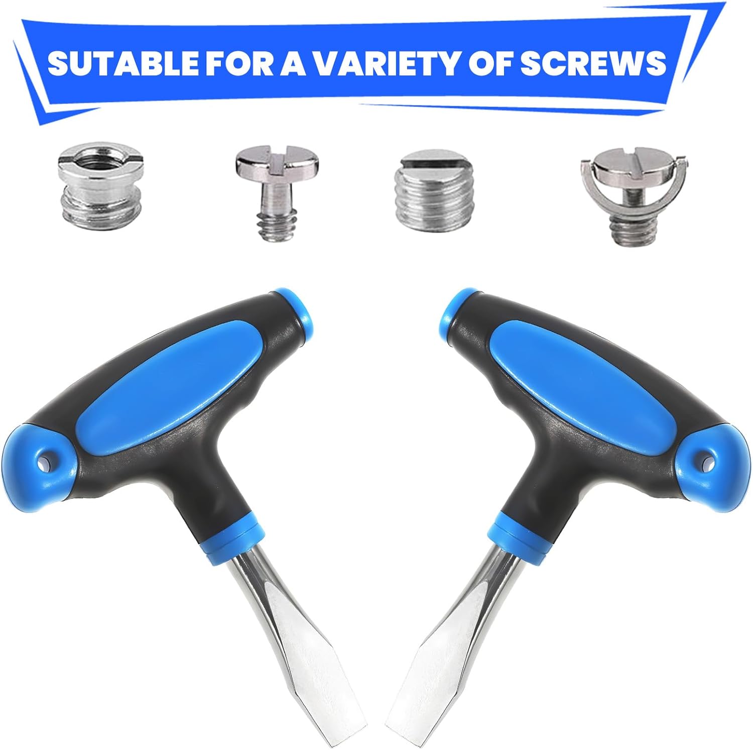 T-Type Flat Head Screwdriver, T Handle Screw Driver Set Kit Short Flathead Screwdrivers Small Screw Drivers Assembly Tools for Slotted Screw Used on Quick Release Plate or Camera Tripod Monopod (10mm)