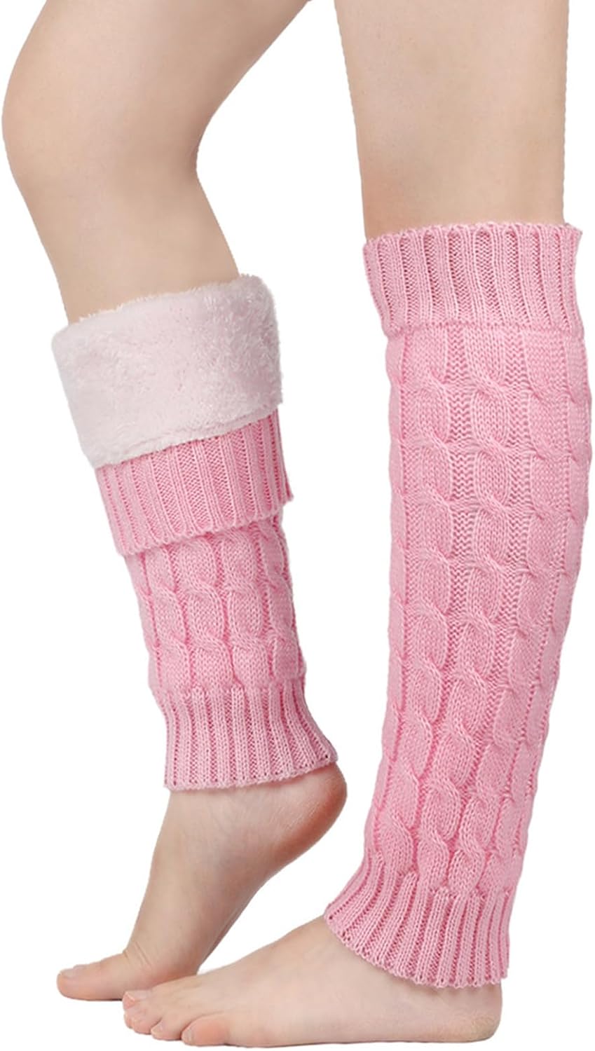 Sweet Girl Leg Warmers Knit Socks With Thick Furry Lining For Cosplay And Winter Fashion 2000s Photo Props