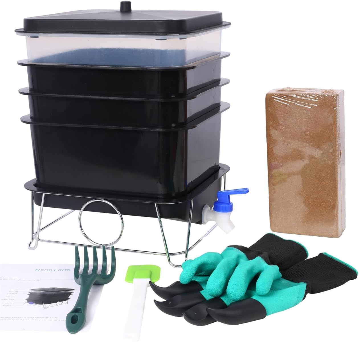 Worm Farm Composting Bin, 4 Tray Worm Compost Bin- for Recycling Food Waste at Home 4-Tray 20L