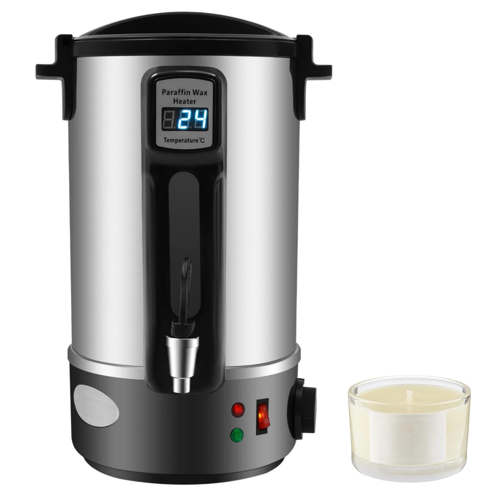 DAOHHFO Fusor de Cera para Velas 8L, Kit de Fabricación de velas con Boquilla Vertedora, cuchara mezcladora y Control de Temperatura, acero inoxidable, fácil de limpiar para velas, jabón