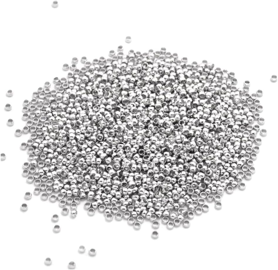 200pcs Adabele 925 Sterling Silver 2mm Small Tiny Round Crimp Loose Beads Stopper Tarnish Resistant (1.1mm Hole) for DIY Craft Jewelry Making SS28-3