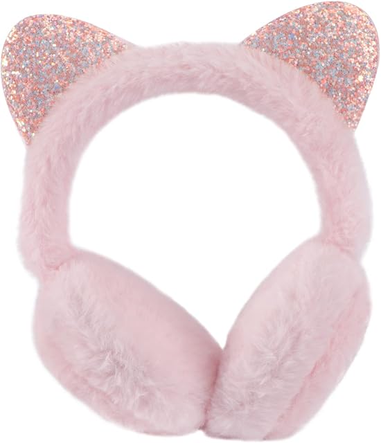 SOIMISS Cat Ear Muffs Winter Plush Earmuff Fluffy Warm Earmuffs Sequin Folding Ear Covers for Kids Girls