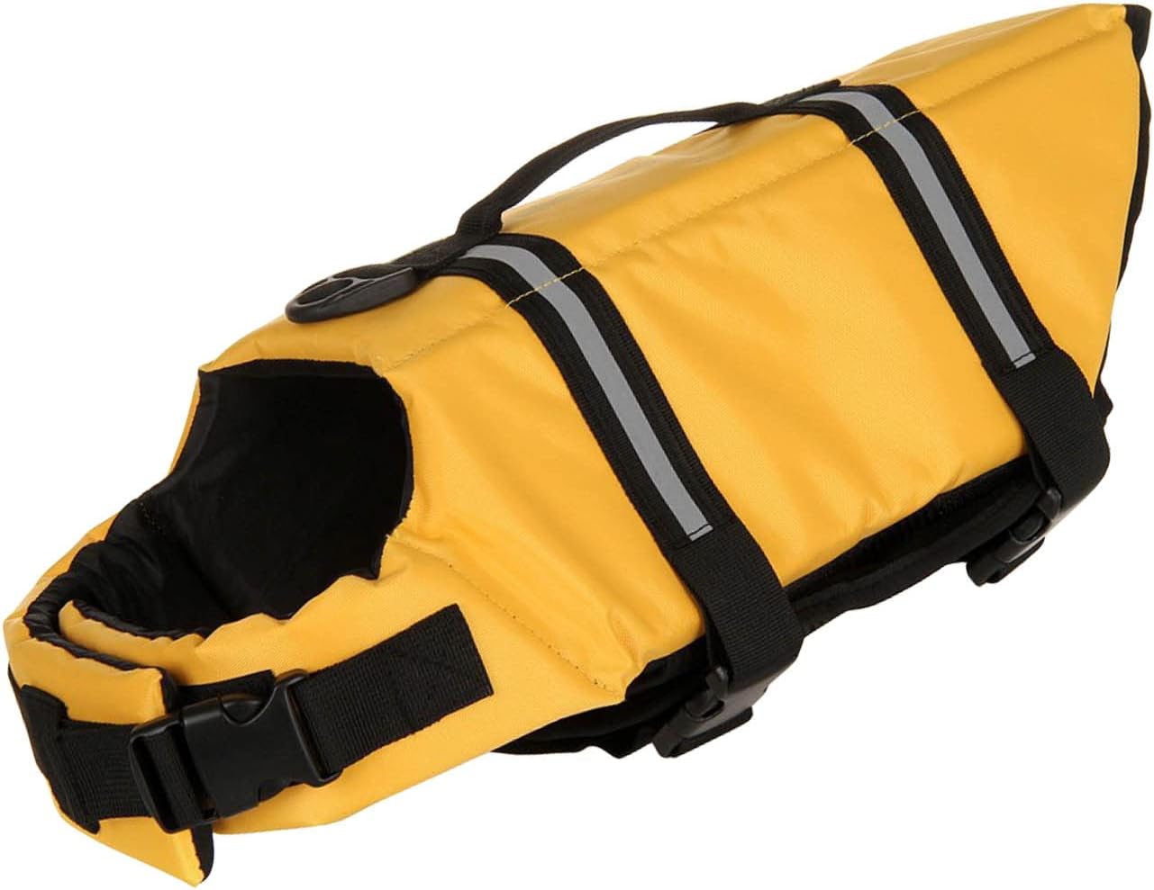 Qiilu Reflective Dog Lifesaver Pet Life Jacket Reflective Breathable Mesh Portable Dog Lifesaver Flotation Vest for Boating Swimming and Beach (S)