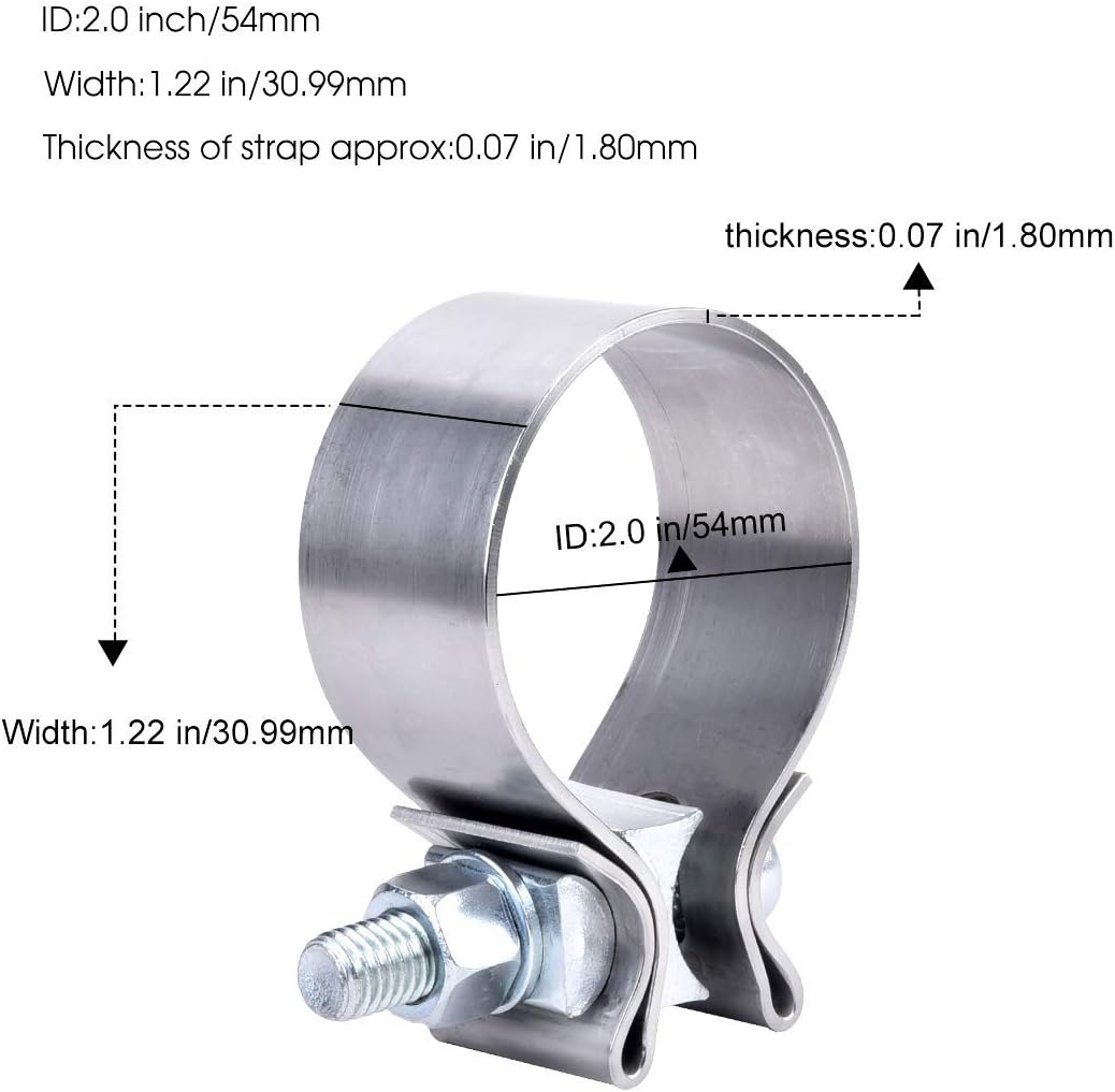 EVIL ENERGY 2.0 Inch Butt Joint Exhaust Band Clamp Bundle with Exhaust Narrow Band Muffler Seal Clamp