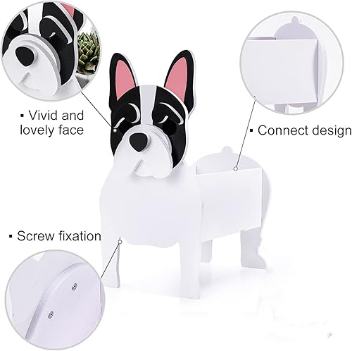 Miniatura 2 de JKMXBX - Maceta para perros, maceta de barril en forma de animal, macetas de madera para plantas al aire libre, bonita maceta de bulldog chihuahua