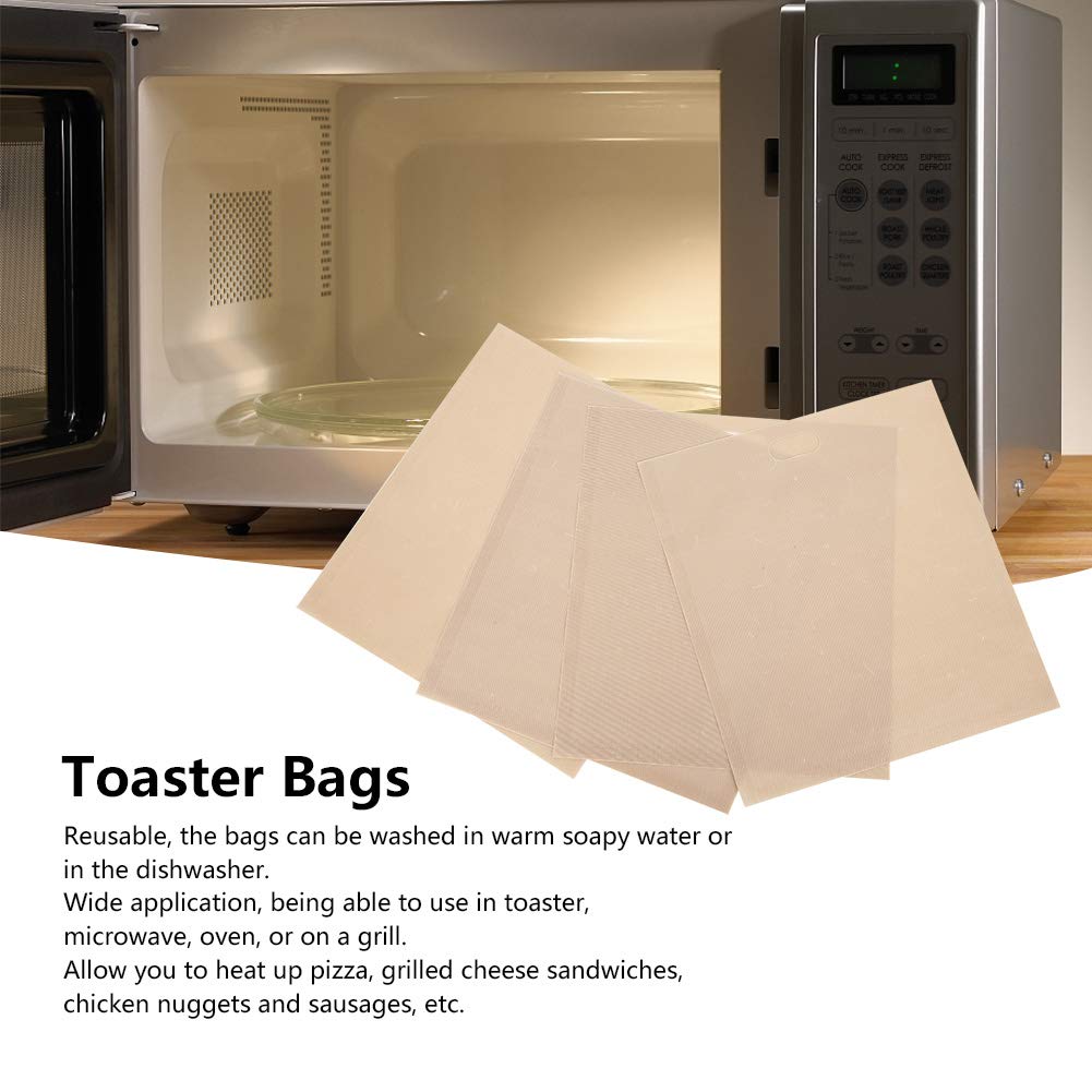 Sunicon 5 PCS Reusable Toaster Bags, Heat Non Stick Washable Toasted Sandwich Toastie Bags Toaster Microwave Grill, Great for Toast Sandwich Panini Snacks
