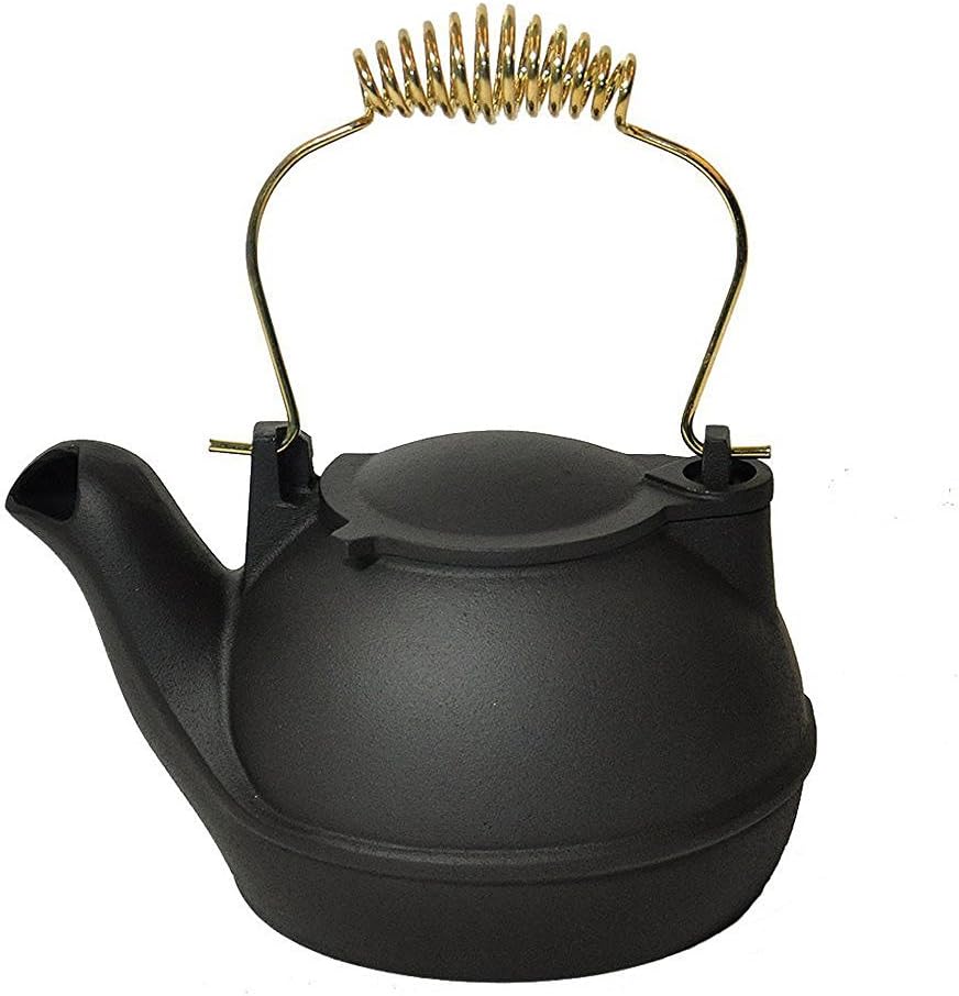 Media tetera negra de 2 cuartos de galón – Mango de latón Media tetera negra de 2 cuartos de galón – Mango de latón
