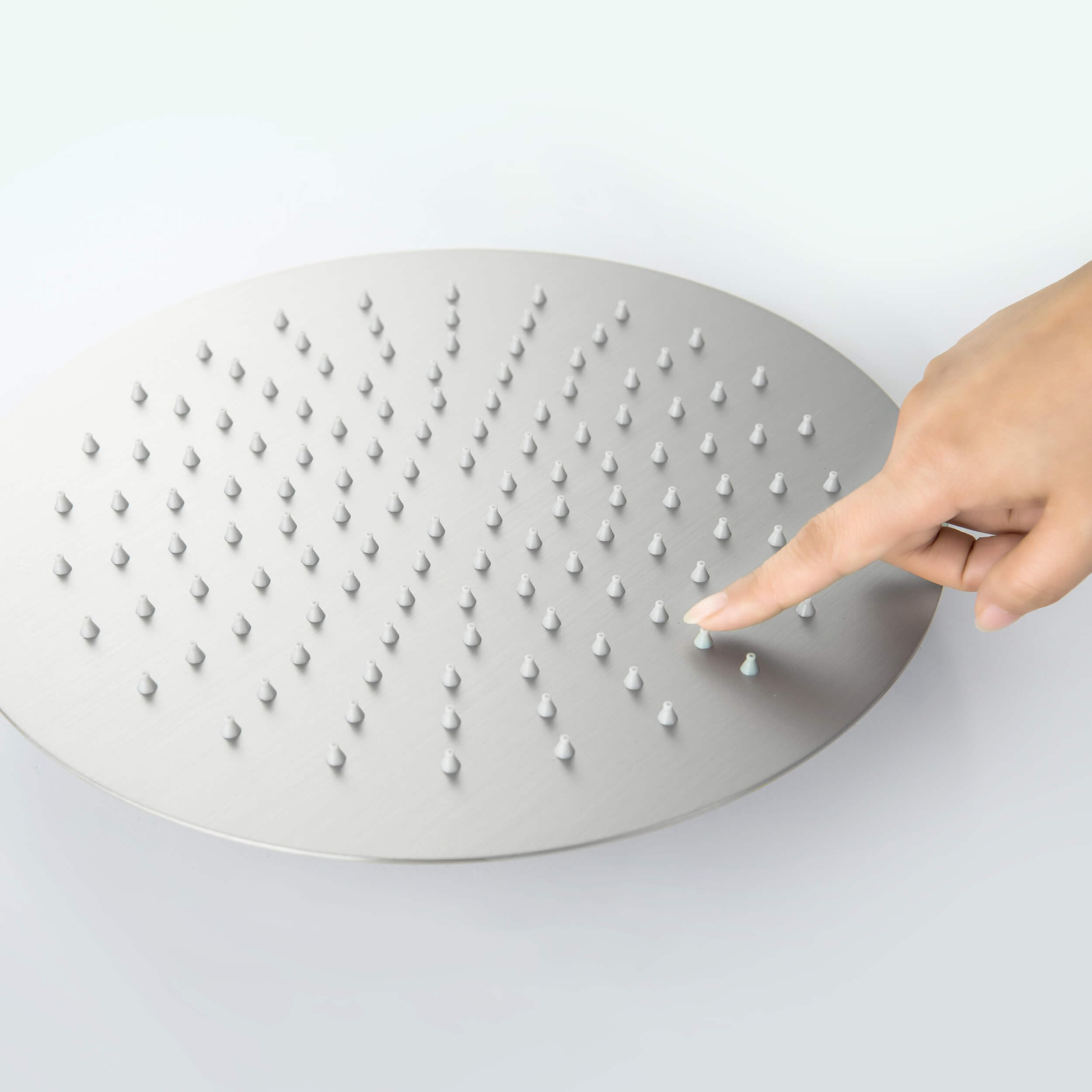 KIBI Circular 12 Inch Ultra Thin Metal Rainfall Shower Head | Universal Wall and Ceiling Mount Overhead Rain Showerhead with 1.75 GPM (Brushed Nickel) (SH1201)