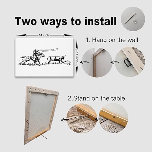 Miniatura 8 de KEUSPI Lienzo decorativo retro de calavera de toro occidental con texto en inglés Love You 'Til My Lungs Give Out, pintura artística para pared de