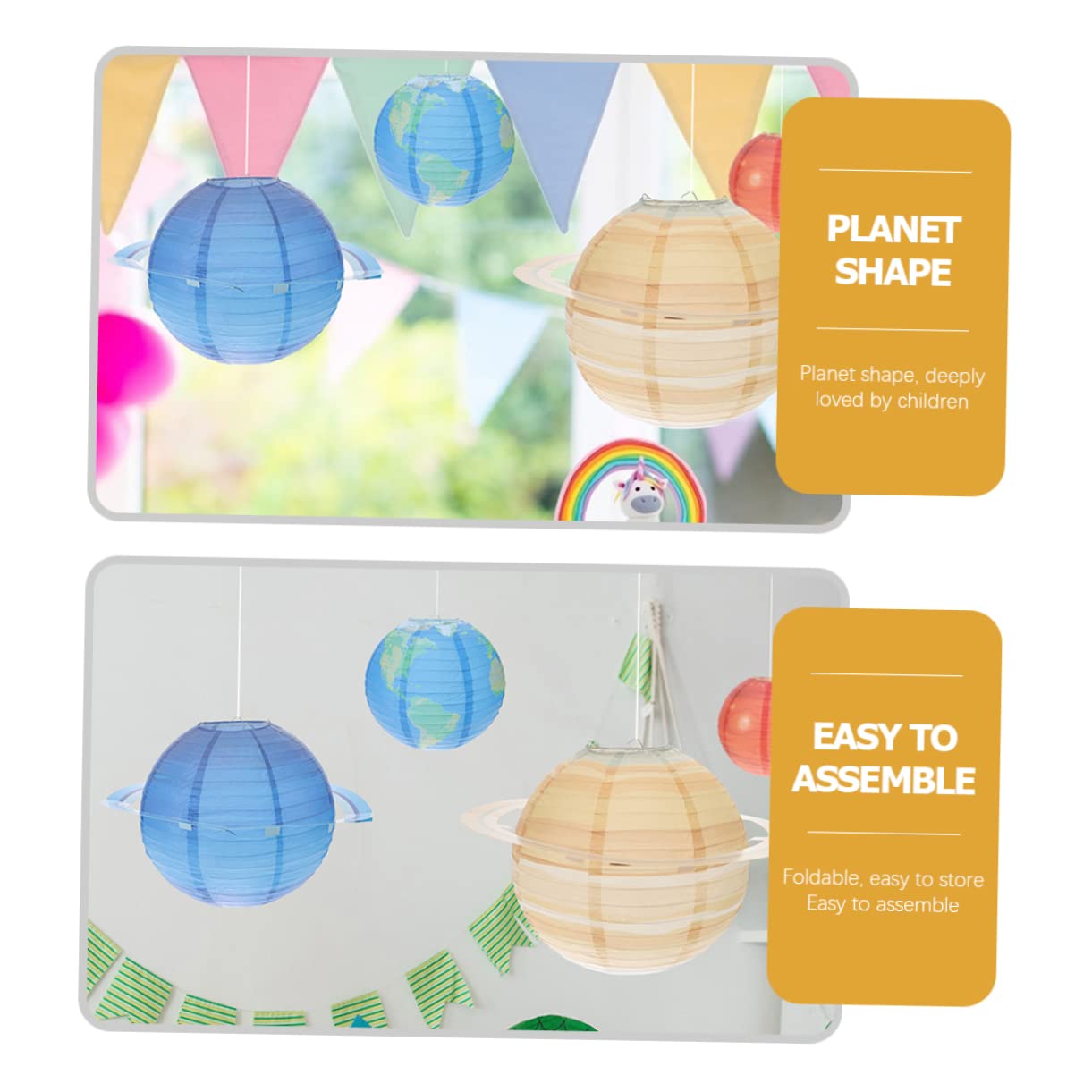Cabilock 4 Sätze Teiliges Planeten Papierlaternen Hängend Weltraum Partydekoration Reißfestes Papier Solar System Thema Für Kindergeburtstag Kindergarten Wohnzimmer Moderne Deko 2 Stück * 4