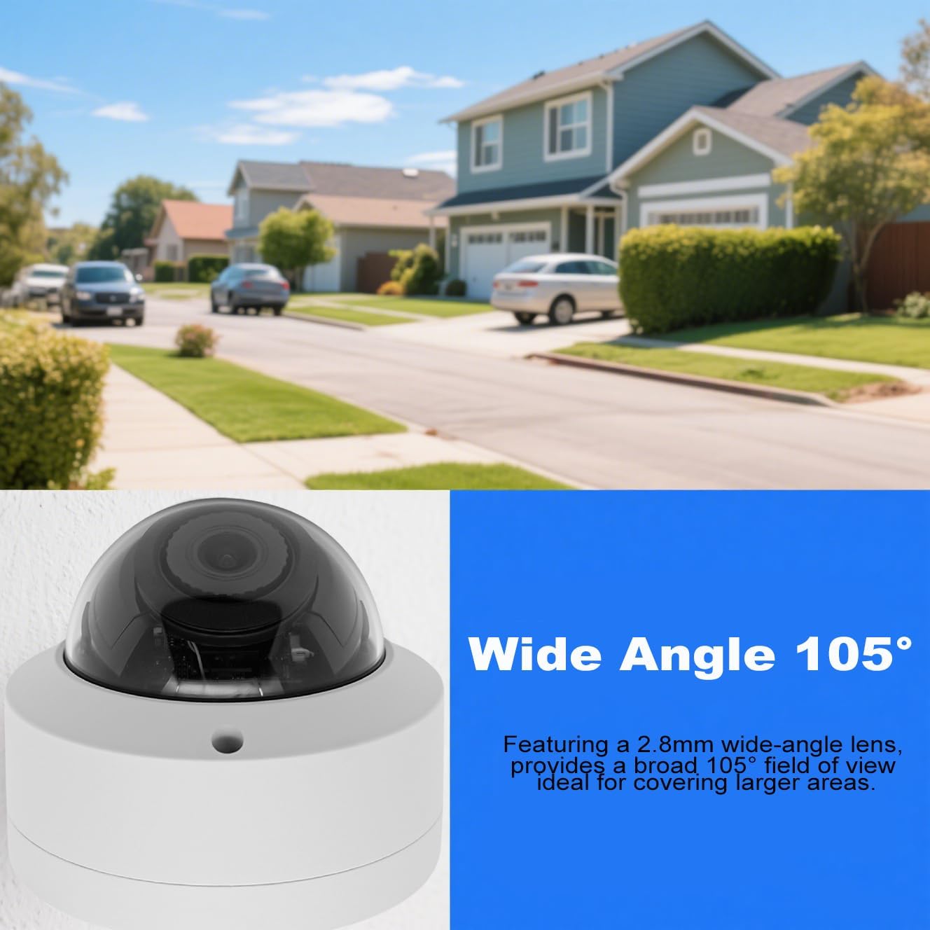 4MP PoE IP Vandal Dome Camera Outdoor/Indoor, IP Security Camera, 65ft Night Vision, IP66 Waterproof, 2.8mm Wide Angle Lens, 24/7 Recording, NDAA Complaint (Regular IR)