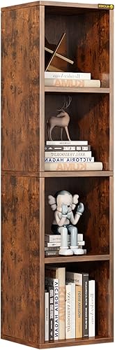 ALISENED Estantería estrecha de 458 pulgadas estantería pequeña de esquina de madera con 4 estantes organizador de almacenamiento de cubos delgados