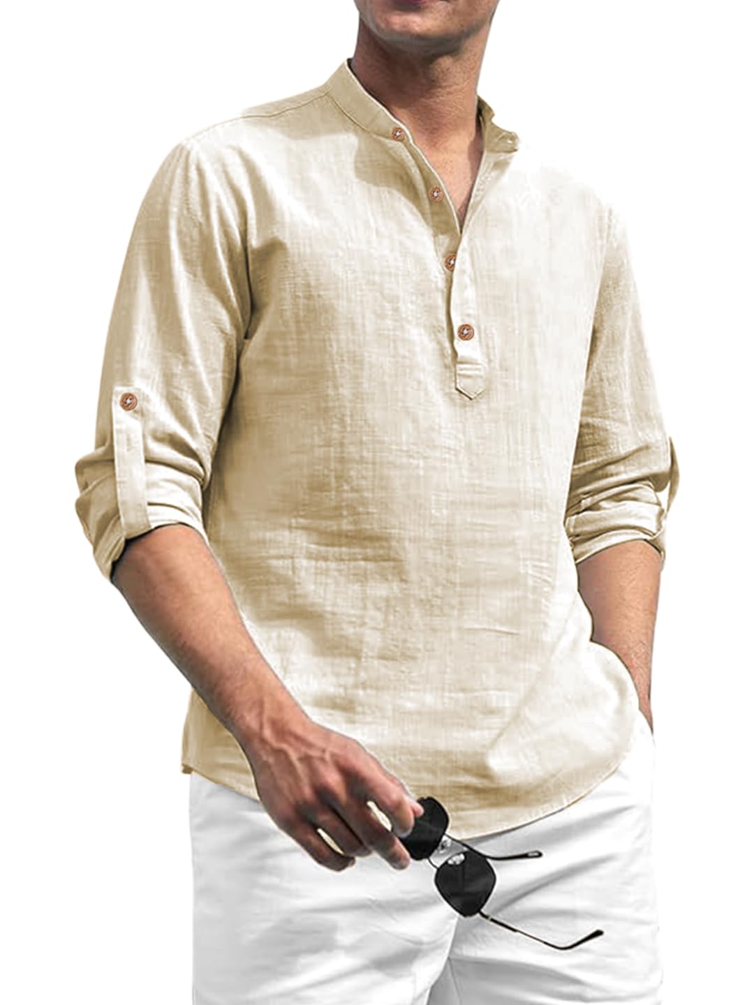 vida loca Cotton Blend Solid Casual Slim Fit Mandarin/Chinese Collor Short Kurta for Men (KRTBTN41)-picture-37