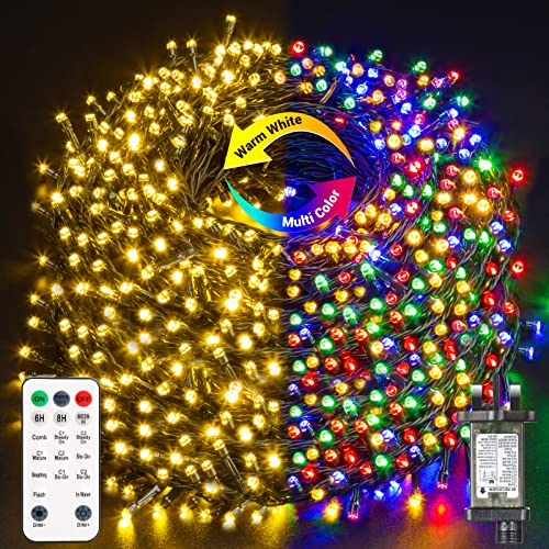 GlobaLink Outdoor Christmas Lights, 50m 500LEDs Color Changing String Lights, Waterproof Mains Powered LED String Lights with 11 Modes & Remote, Timed Fairy Lights for Xmas Tree, Outside, Garden Decor