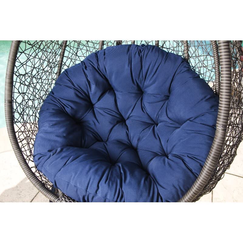 Image of KYNE Microfibre Cushion for Hanging Basket Round Shape Swing Chair Cushions for Outdoor Egg Swing Chair Garden Swing, Seat Padded Pillow Cushion (Navy Blue)