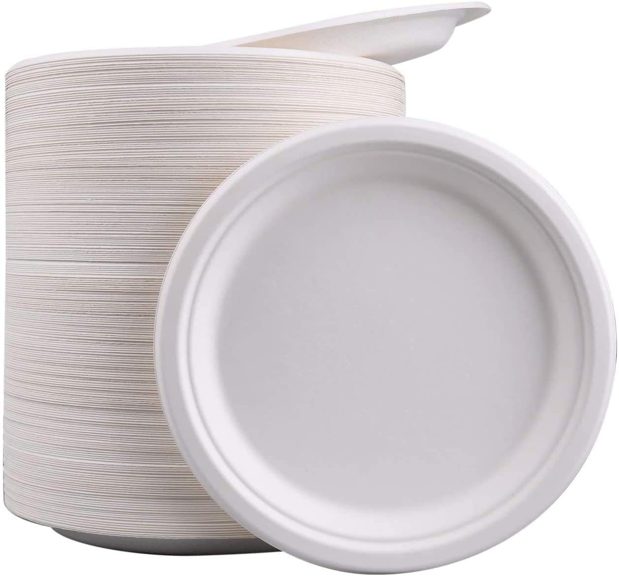 aaksh 555 9-Inch Strong Paper Plates | 50 -Pack Heavy-Duty Eco-Friendly Disposable Plates | 100% Compostable & Biodegradable Sugarcane Bagasse Plates