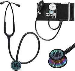 Kit Estetoscópio BIC Eternity + Esfigmomanômetro Pamed Com Bolsa - Enfermagem e Medicina (PRETO ARCO-ÍRIS)