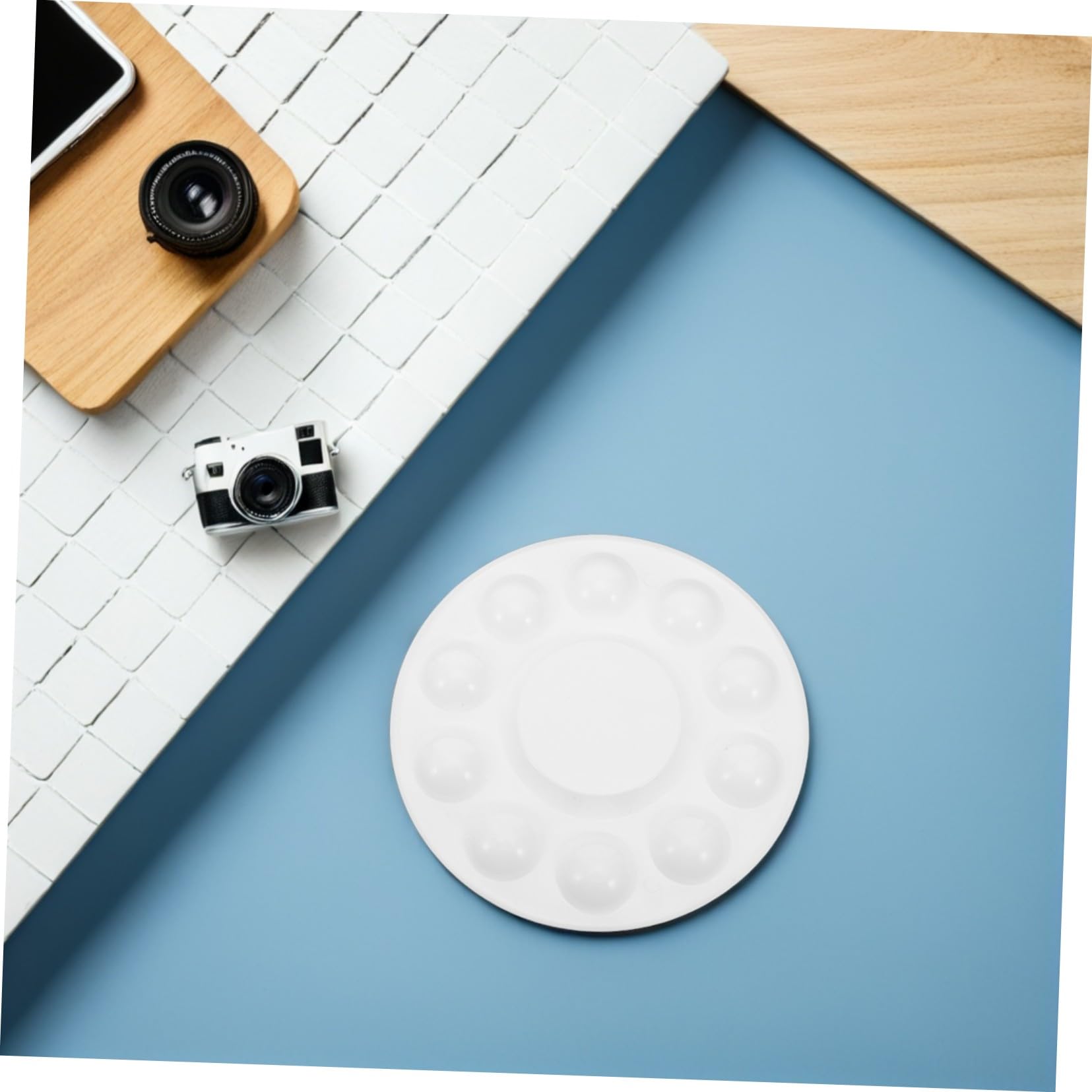 Palette de Peinture en Plastique Blanc Ronde 50 Pièces pour Artistes